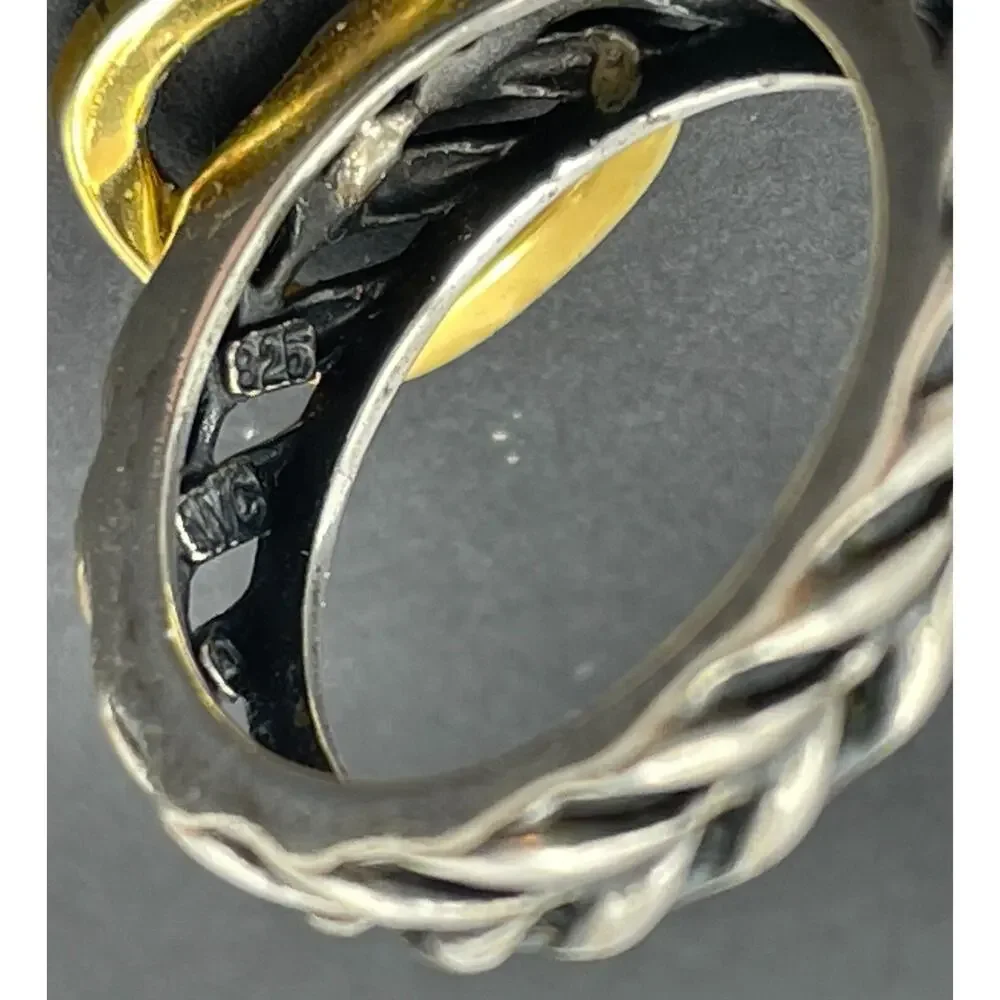 Sterling Silver Belt Buckle Ring Sz 4.75 Open Work Band Avon 925 NV Gold Plated
